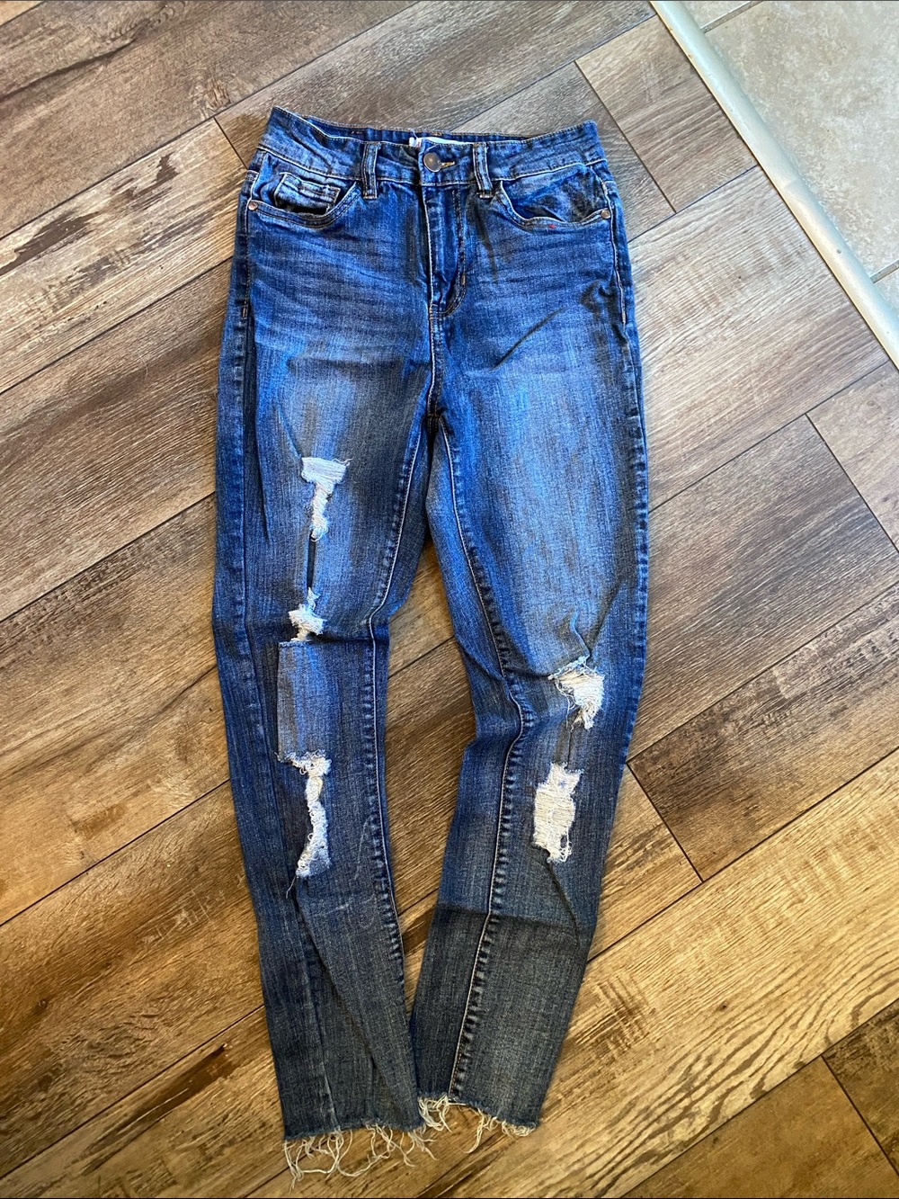 Dollhouse Distressed Dark Blue Skinny Jeans